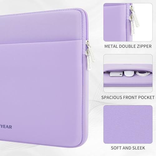 RAINYEAR Laptop Sleeve Case 13.3 Inch, Protective Portable Case with Front Pocket, Briefcase Handbag Laptop Bag Compatible with 13.3-14 Inch Laptop PC, 14 Inch MacBook Pro M5 M4 M3 M2 M1, Purple - color: Purple, size: 13.3-14 inch