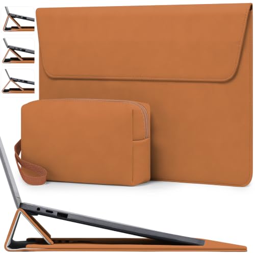 HYZUO 13.3-14 Inch Laptop Case Sleeve with Adjustable Stand, Brown | for MacBook Pro 14 M5/M4/M3/M2/M1 Pro/Max A3426 A3427 2026-2021, MacBook Air/Pro 13.3, 13.8-13.5 Surface Laptop - color: Brown, size: 13.3-14 Inch