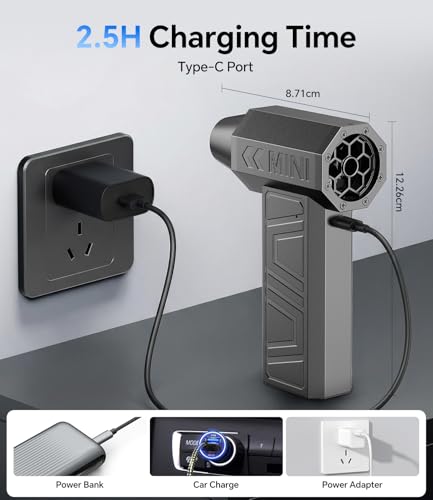Compressed Air Duster, Electric Air Duster Rechargeable Blower Handheld Cordless Vacuum Strong Power Tool for Keyboard/BBQ/Camera Lens/PC Vents,Car Interiors & Home,Outdoor Dusting