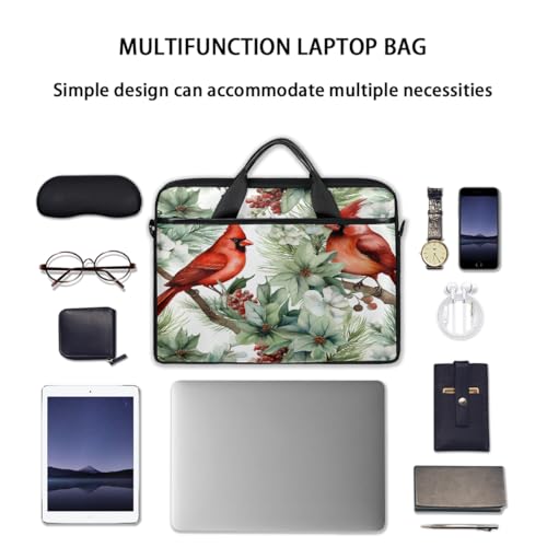 Laptop Shoulder Bag for Women Men, Waterproof Computer Case Messenger Bag Briefcase for Business Office Travel - color: Red Bird Floral