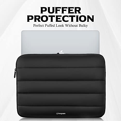 Bagasin 14-15.3 Inch Puffy Laptop Sleeve Case for MacBook Air 15.3 | Compatible with MacBook Air 15.3, MacBook Pro A1990 A1707, Dell XPS 15 Plus - color: Black, size: 14