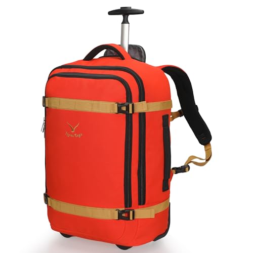 Hynes Eagle Rolling Backpack 42L Backpack with Wheels Airline Approved Carry on Luggage Laptop Travel Suitcase Bag for Women Men Orange - color: Orange