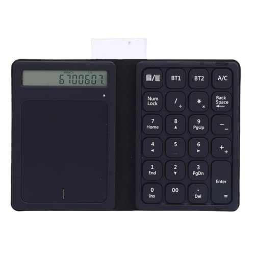 23 Keys Bluetooth Number Pad with Touchpad & Calculator, 3 in 1 Foldable Ultra Thin Wireless Numeric Keypad with PU Leather Case for Tablet Laptop