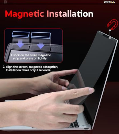 ZOEGAA Laptop Privacy Screen Protector 13.3 Inch 16:9 Aspect Ratio. | 1 Install Ways; Anti Bule Light/Glare; Compatible With HP Dell Lenovo Samsung Thinkpad - size: Magnetic 13.3 inch (16:9)