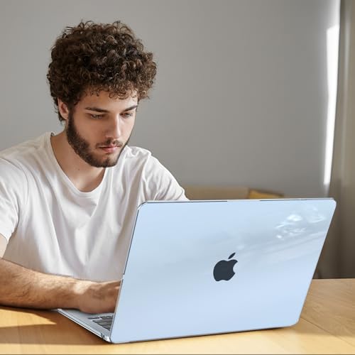 B BELK Compatible with MacBook Air 13 inch Case 2026 2025-2022 M5 M4 M3 M2 | A3449 A3240 A3113 A2681, Plastic Hard Shell for MacBook Air 13.6 inch Case&Keyboard Cover&Screen Protector, Crystal Sky Blue - color: Crystal Sky Blue