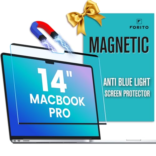 F FORITO Magnetic Anti Blue Light Screen Protector Compatible with MacBook Pro 14 inch (2025-2021, M5 M4 M3 M2 M1), Bubble-Free Install, Removable & Reusable Anti Glare Matte Laptop Screen Shield - size: for MacBook Pro 14"(2021-2025, M1 M2 M3 M4 M5)