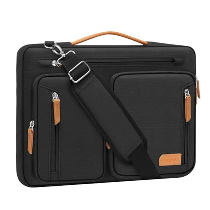 MOSISO 360 Protective Laptop Bag, Computer Bags | Side Open Messenger Bag with Trolley Sleeve&5 Pockets - color: Black