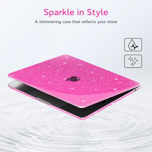 B BELK for MacBook Air 13 inch Case M5 2026 2025 2024 2023 2022 M4 M3 M2 | A3449 A3240 A3113 A2681, Glitter Hard Shell for MacBook Air 13.6 inch Case&Keyboard Cover&Screen Protector, Sparkly Hot Pink - color: Glitter Hot Pink