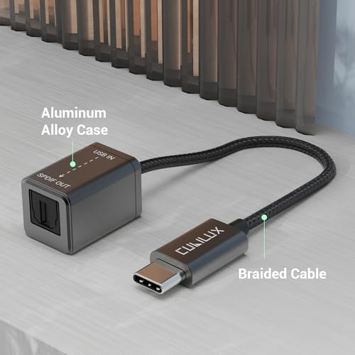 USB C to SPDIF Transmitter, Unidirectional Type C to Optical Audio Output Adapter with 192KHz/24bit DAC for MacBook Pro/Air, Laptop, Computer