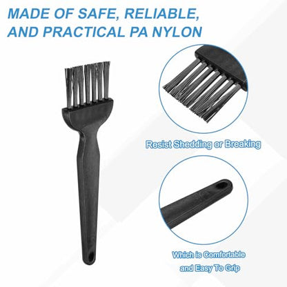 HARFINGTON 2pcs Antistatic Brush 25x30mm Portable PP Handle Nylon Anti Static Cleaning ESD Brushes for Electronics Computer Keyboard, Black