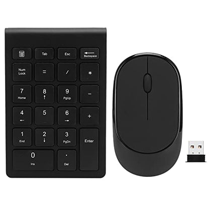 LICAEVEY Wireless Number Pad and Mouse Combo, Portable Ultra Slim 2.4G 22-Key USB Wireless Numeric Keypad and Mouse Set for Notebook