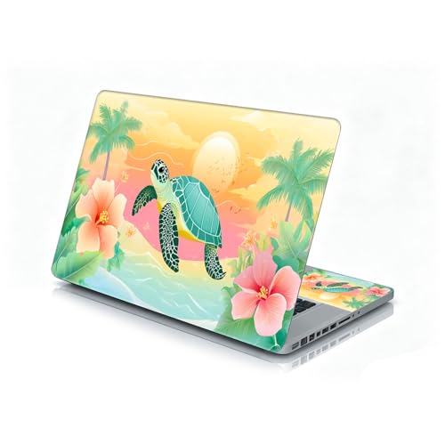 Universal Laptop Skin Sticker Decal, 12"-15.6" Aesthetic Vinyl Wrap, Sea Turtle Beach Sunset Waterproof Notebook Cover Art Protector for MacBook HP Dell Lenovo, Fits 13" 14" 15" 15.6" - color: Sea Turtle Beach Sunset
