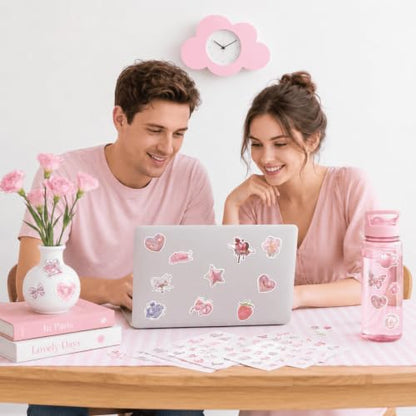 160 Pcs Pink Aesthetic Sticker Coquette Stickers, Cute Butterfly Cake Waterproof Vinyl Stickers, Decorative Decals for Laptop Journal Scrapbook Phone Luggage and Water Bottle