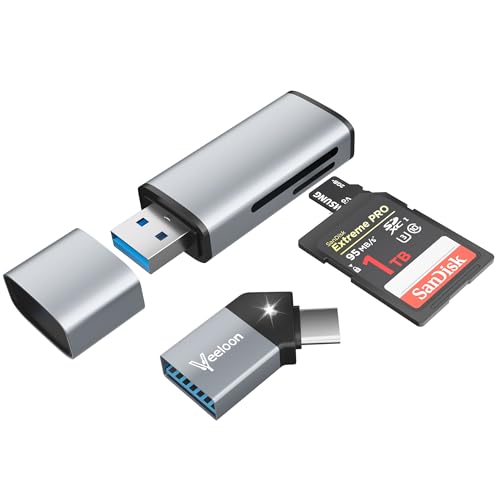 SD Card Reader for MacBook,USB 3.0 Type C Micro SD Card Adapter with Angled USB A Connector,Plug & Play,MicroSD SDHC SDXC Memory Card Viewer for Camera,MacBook Pro, MacBook Air, iPad,iPhone 17 16