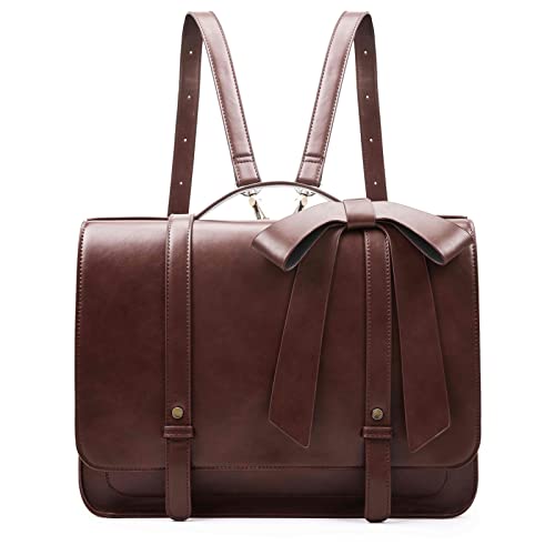 ECOSUSI Briefcase for Women Messenger Backpack PU Leather Laptop Bag Satchel Computer Bag for College Business Travel | PU Leather - color: Coffe