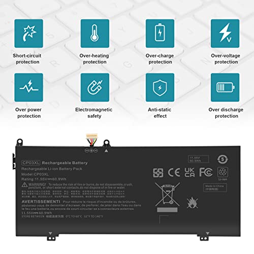 CP03X CPO3XL 929066-421 Battery for HP Spectre X360 Convertible 13-ae 13-ae000 13-ae0xx 13-ae013dx 13-ae012dx 13-ae011dx 13-ae014dx 13t-ae000 13-ae001ng HSTNN-LB8E CP03060XL 929072-855 13-ae049ng - size: 10.35*4.49*0.2inch