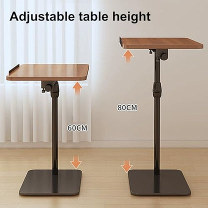 Overbed Table Tray Artificial Board Bedside Table, Office Sofa Side Table, Laptop Table, can Lift and Flip with Antis Fall Strips, Used for Home, Hospitals(Brown) - color: Brown