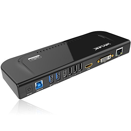 WAVLINK USB 3.0 and USB C Universal Docking Station Dual Video Monitor Display DVI HDMI VGA Gigabit Ethernet, Audio, 6 USB Ports for MacBook M1-M5/Neo & Windows