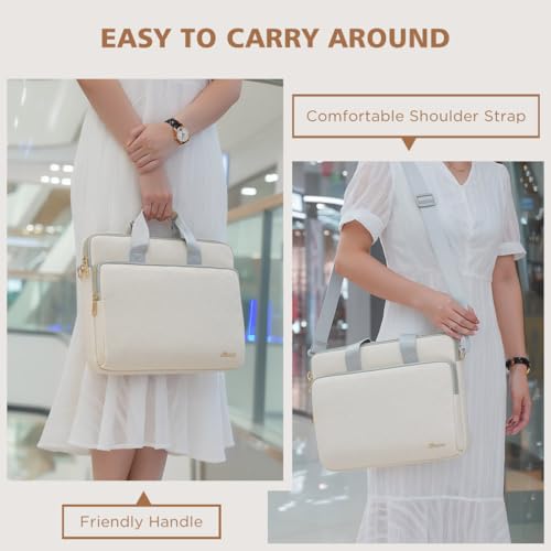 KIZUNA Laptop Sleeve Case 13 Inch Computer Shoulder Bag for 13.6" MacBook Air M2/MacBook Pro 14 M3 M2 M1 MAX/14 Lenovo ThinkPad X1 Carbon/IdeaPad Flex 5 Gen 8/IdeaPad Flex 5i/Yoga 9i Dell, Beige - color: Beige, size: 13-13.3 Inch