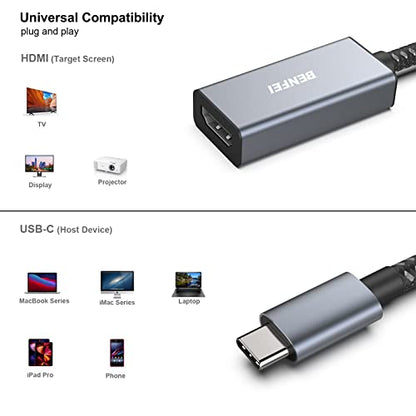 BENFEI 5 Pack USB C to HDMI Adapter 4K@60Hz, USB Type-C to HDMI Adapter [Thunderbolt 3/4/5 Compatible] with iPhone 15 Pro/Max, MacBook Pro/Air 2023, iPad Pro, iMac, S23, XPS 17, Surface Book - size: 5 Pack, style: 4K@60Hz