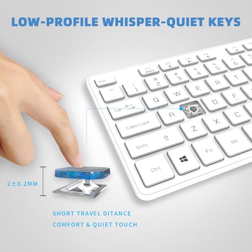 Wired USB Keyboard, Comfortable Quiet Chocolate Keys, Durable Ultra-Slim Computer Keyboard Wired(QWERTY) for PC, Windows 11/10/8/7/XP/Vista KB1430 (White, Wired Keyboard for Windows) - color: White