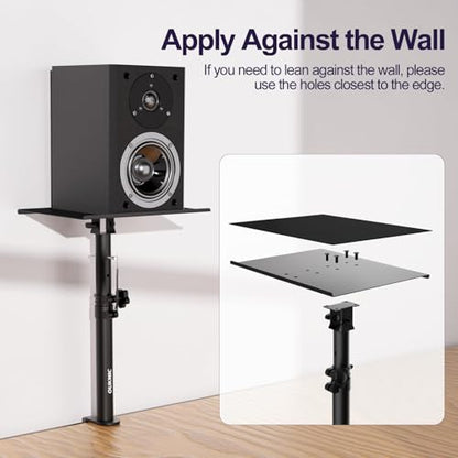Studio Monitor Stands Clamp On Desktop Speaker Stand Pair, Heavy Duty Riser Tilt Height Adjustable, Universal Music Booth Desk Audio Mount Tray for Subwoofer Surround Sound Bookshelf Laptop