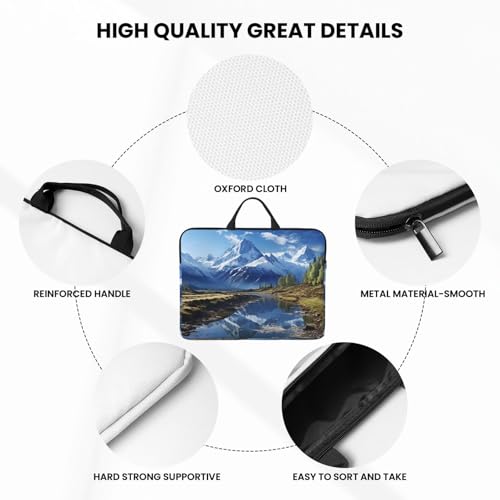14 Inch Laptop Sleeve Case Waterproof Lightweight Laptop Case BagsSnowy Mountains Travel Laptop Bag With Handle For Women Men