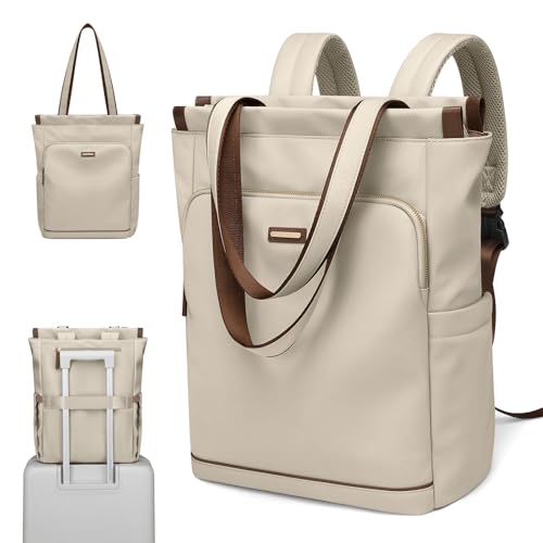 GOLF SUPAGS Convertible Laptop Backpack for Women Casual Daypack Notebook Tote Bag for Work College Travel Leisure (Apricot) - color: Apricot