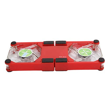 USB Cooling Pad, Laptop Cooling Stand with Fans and LED Blue Light, Simple Design, Safe Power Supply, Wide Application, Anti Skid Mount, Foldable Cooler (Red) - color: Red