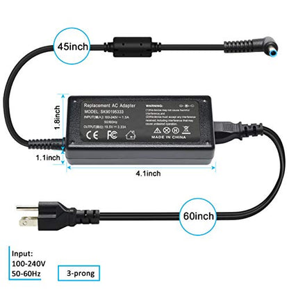 65W AC Adapter Compatible with HP Envy 13 15 17 15t 15m 17m X360 15-1039wm 15-1033wm 15-1010dx 15-w237cl 15-w110nr 15-ee1093cl 15m-eu0033dx 17m-ch0013dx Series Power Supply Cord