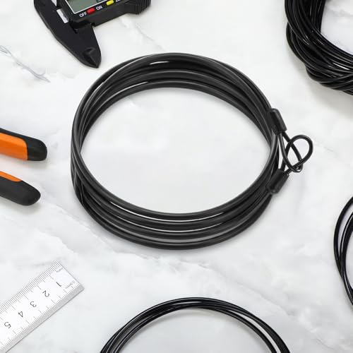 12 Pack Security Cable Luggage Lock with Loops 7 ft 3mm Braided Steel Coated Bike Cable Wire Double Loop Anti Theft Safety for U Lock, Padlock and Disc(Black) - color: Black, size: 7 ft