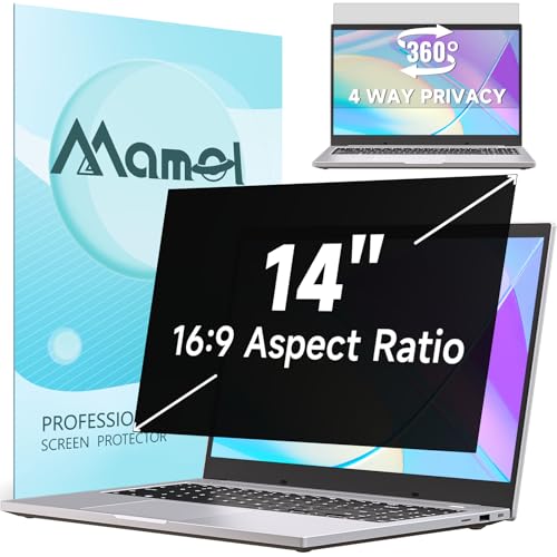 360° Privacy Screen for Laptop 14 Inch 16:9, 4 Way Computer Monitor Privacy Shield, Anti Glare Blue Light Filter Compatible with Lenovo Hp Dell Acer Asus Thinkpad Envy Xps - color: Black for Laptop, size: Laptop 14 inch 16:9 Aspect