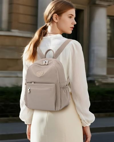 Tanweibago Mini Nylon Women Backpacks,11L Small Ladies backpacks Casual Lightweight Women Shopping Travel Daypack (Champagne) - color: Champagne