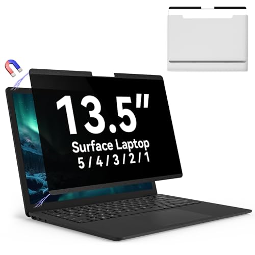 Magnetic 13.5 Inch Surface Laptop Privacy Screen for Microsoft Surface Laptop 5/4/3/2/1, Removable Film Anti-Spy Filter Black Security Protector, Anti Glare Blue Light Shield Matte Screen Guard