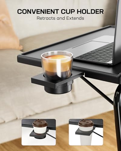 LORYERGO Multifunctional TV Tray Table - 2 Packs Adjustable TV Dinner Tray Tables with 6 Height & 3 Tilt Angle, Folding TV Trays with Cup Holder for Bed & Sofa, for Eating & Reading - size: 2pcs