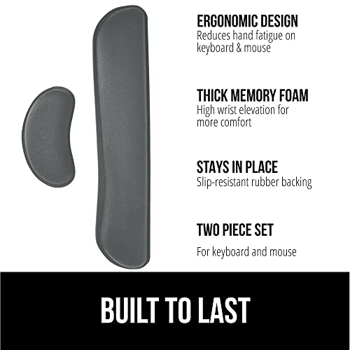 Gorilla Grip Cushion Lap Desk and Gel Memory Foam Wrist Rest, Lap Desk Fits 15 Inch Laptop, Comfortable Foam, Wrist Rest Includes Mousepad Rest, Both in Gray, 2 Item Bundle