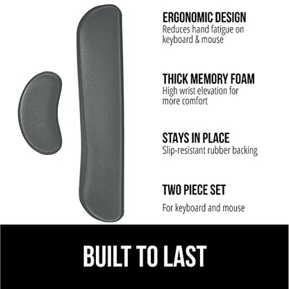 Gorilla Grip Cushion Lap Desk and Gel Memory Foam Wrist Rest, Lap Desk Fits 15 Inch Laptop, Comfortable Foam, Wrist Rest Includes Mousepad Rest, Both in Gray, 2 Item Bundle