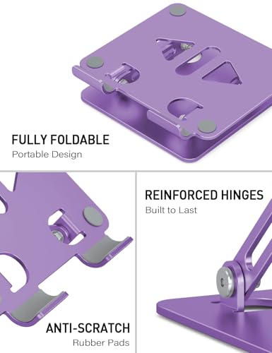 Aoviho Tablet Stand for Desk,Adjustable Tablet Holder,Purple | Stable Aluminum Design, Fits iPad Pro/Air/Mini & Samsung Tablets, Adjustable Viewing, Ideal for Office & Home - color: Purple