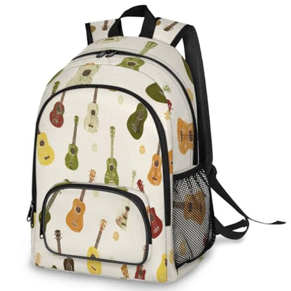 Guitar Flowers Large Backpack for Women and Men Waterproof Travel Laptop Backpack Lightweight Business Work Daypack Fits 17 Inch Computer - color: Multicolor 3
