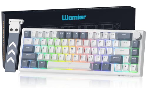 Womier 60% Gaming Keyboard Wired, Creamy Mechanical Keyboard QMK/VIA | Hot Swappable Gasket Mount RGB Key board & Translucent Keycaps POM Linear Switch for Windows/MAC (VK66 PRO White) - color: V-White Grey