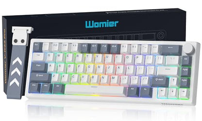 Womier 60% Gaming Keyboard Wired, Creamy Mechanical Keyboard QMK/VIA | Hot Swappable Gasket Mount RGB Key board & Translucent Keycaps POM Linear Switch for Windows/MAC (VK66 PRO White) - color: V-White Grey