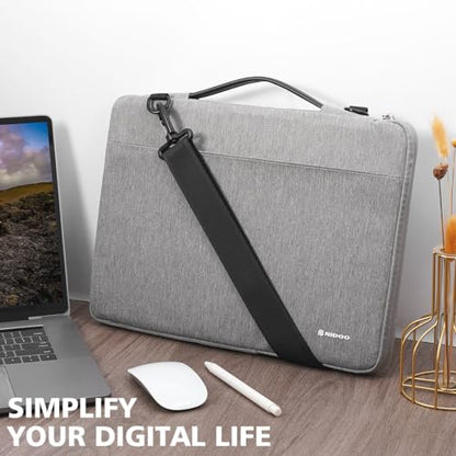 NIDOO 14 inch Laptop Sleeve Case Carrying Bag for 15" MacBook Air M2 / 15" Surface Laptop 3 4/14" ThinkPad X1 Carbon / X1 Yoga/IdeaPad Flex 5/14" Yoga 9i 7i / ThinkPad P14s L14 T14 E14 / HP - color: Gray - Shoulder, size: 14 inch