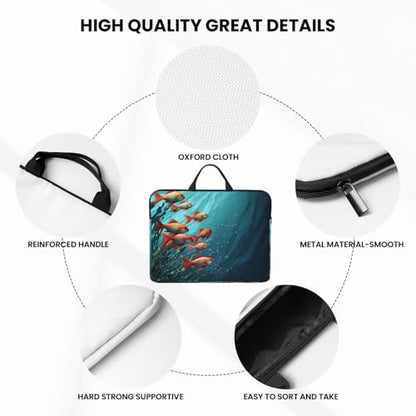 14 inch Laptop Sleeve with Handle Shockproof Laptop Bag Waterproof Computer Cover Bag Fish Aquarium Briefcase