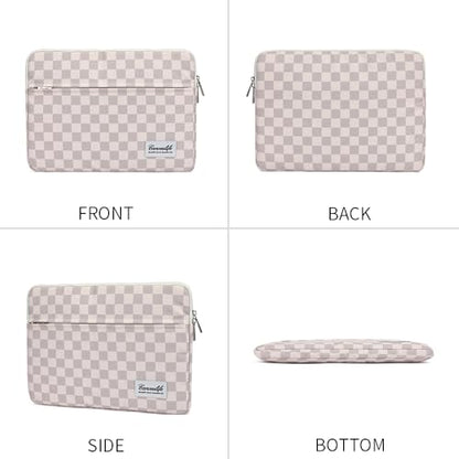 Canvaslife Neutral Checker Pattern 13 inch Canvas Laptop Sleeve with Pocket 13 inch 13.3 inch Laptop 13 case13 Sleeve - color: Neutral Checker, size: 13 inch/13.3 inch