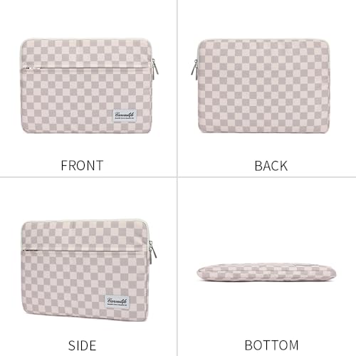 Canvaslife Neutral Checker Pattern Laptop Sleeve Case Cover with Pocket for MacBook Pro 14 inch and 14 inch-14.4 inch HP, Lenovo, Dell, ASUS, Acer Notebook Computer - color: Neutral Checker, size: 14 inch / 14.0 inch