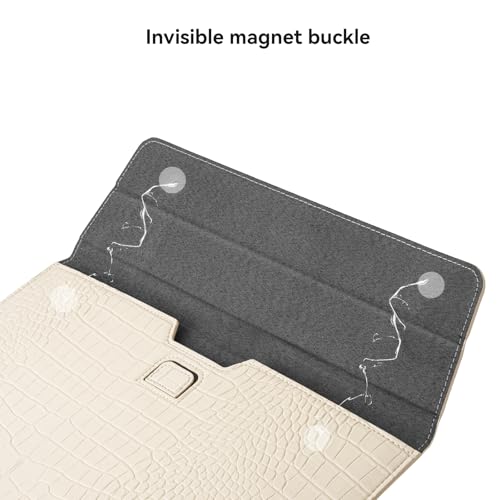 MOSISO Laptop Case 13 inch, 13 inch Laptop Sleeve Compatible with MacBook Neo 13 A18 Pro A3404 Air M4 M3 M2 M1 2026-2018 / Pro M2 M1 2026-2016, Crocodile Grain PU Leather Flap Case Bag, Beige - color: Beige, size: 13 inch