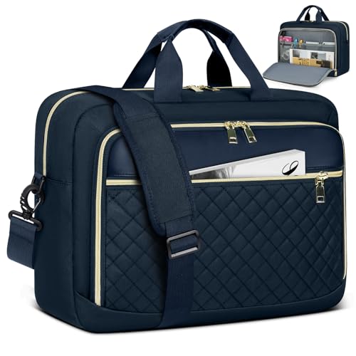 NEWHEY Laptop Bag 17.3 Inch Laptop Briefcase for Women Large Computer Bag | Water-resistant Shoulder Messenger Bag with Multi-Pockets & Padded Strap for Business Office Work College Dark Blue - color: Dark Blue, size: 17 inch