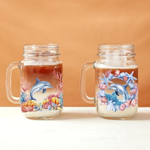 UV DTF Cup Wraps Transfer Stickers Marine Life Pattern, 10 Sheets Waterproof Custom Vinyl Transfer Sticker 16oz Coffee Glass Cup Tumbler Bottle Mug Decals for Men Women | Waterproof UV DTF Stickers, Custom Vinyl Decals for 16oz Coffee Cups Tumblers Bottle