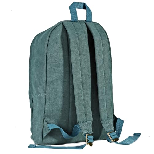 Canvas College Laptop Backpack, Durable Rucksack Travel Notebook Bag Backpack Book Bag for Men Women Turquoise Factory Directly - color: Turquoise