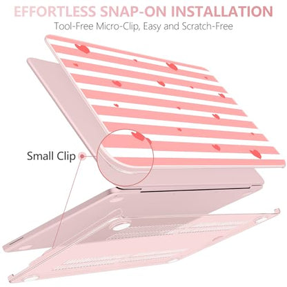 for MacBook Neo 13 Inch Case 2026 Release Model A3404, Pink Aesthetic Ultra-Slim Hard Shell with Keyboard Cover, 6-in-1 Laptop Accessories Bundle for Women Girls, Sweet Stripes - color: Sweet Stripes
